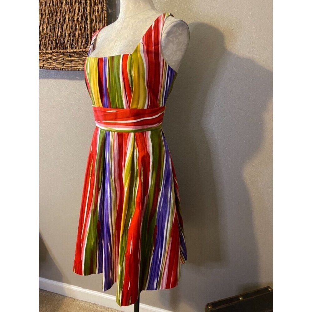 Calvin Klein Dress Red Purple Gold Green 12 A Line Stretch Career Church - Picture 7 of 11